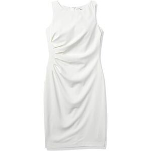 Badgley Mischka White Sleeveless Asymmetrical Ruched Sheath Dress Size 10